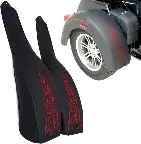 Flame الخلفي Trike Fender Bra for Harley Tri Glide Ultra Classic Flhtcutg 2009-2023 ، Street Glide Trike Flhxxx 2010-2011 ، Pu Leather in Kuwait