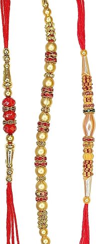 3 PC Rakhi for Brother Bhaiya Bhabhi Lumba Rakhi التقليدية المصممة المصنوعة يدويًا Rakhi Set Rakhi Thread Rakhdi Bracelet in Saudi Arabia
