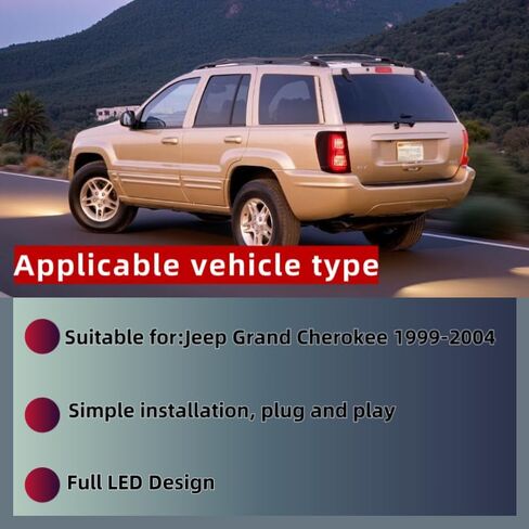أضواء خلفية LED كاملة مناسبة لسيارة جيب جراند شيروكي 1999-2004 مجموعة الضوء الخلفي مجموعة الفرامل مجموعة مصابيح عكسية مجموعة مصابيح خلفية in Saudi Arabia