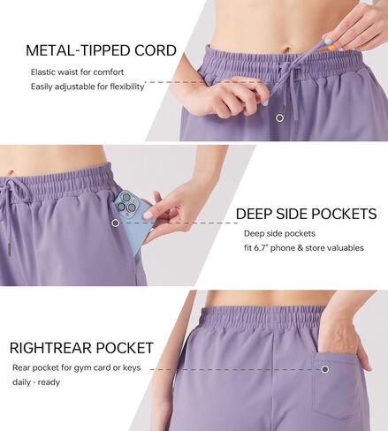 YOYOYOGA Women's Athletic Shorts with Pockets Comfy Bermuda Shorts Yoga Casual Gym Workout Running SweatShorts in Kuwait