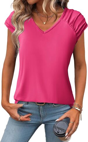 Zeagoo Womens Tank Tops Loose Fit Cute Cap Sleeve Tops Casual Dressy Basic T Shirts Trendy Summer Outfits Ombre Blue in Saudi Arabia