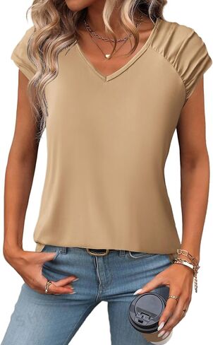 Zeagoo Womens Tank Tops Loose Fit Cute Cap Sleeve Tops Casual Dressy Basic T Shirts Trendy Summer Outfits Ombre Blue in Saudi Arabia