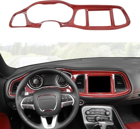 Linskip Dash Board Cover Trim Compatible with Dodge Challenger 2015-2023, Dashboard Instrument Screen & Air Vent Covers for Challenger Interior Accessories(Orange) in Saudi Arabia