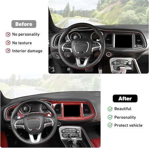 Linskip Dash Board Cover Trim Compatible with Dodge Challenger 2015-2023, Dashboard Instrument Screen & Air Vent Covers for Challenger Interior Accessories(Orange) in Saudi Arabia