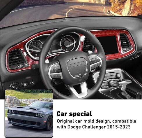 Linskip Dash Board Cover Trim Compatible with Dodge Challenger 2015-2023, Dashboard Instrument Screen & Air Vent Covers for Challenger Interior Accessories(Orange) in Saudi Arabia