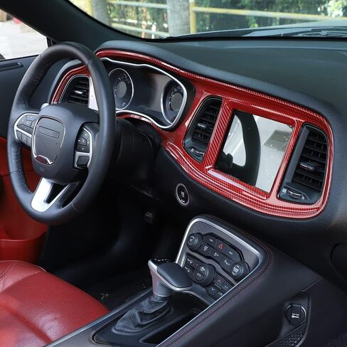 Linskip Dash Board Cover Trim Compatible with Dodge Challenger 2015-2023, Dashboard Instrument Screen & Air Vent Covers for Challenger Interior Accessories(Orange) in Saudi Arabia