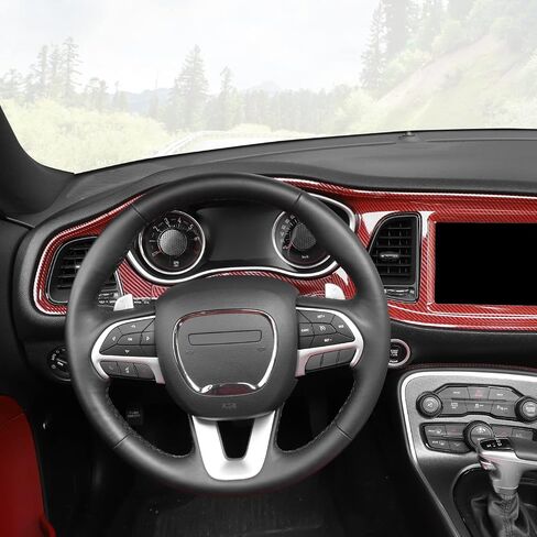 Linskip Dash Board Cover Trim Compatible with Dodge Challenger 2015-2023, Dashboard Instrument Screen & Air Vent Covers for Challenger Interior Accessories(Orange) in Saudi Arabia