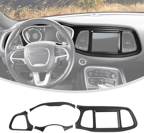 Linskip Dash Board Cover Trim Compatible with Dodge Challenger 2015-2023, Dashboard Instrument Screen & Air Vent Covers for Challenger Interior Accessories(Orange) in Saudi Arabia