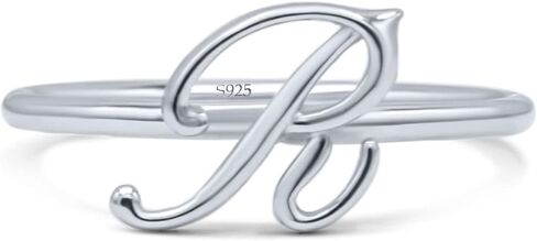 Blue Apple Co. الأولي R alphabet letter name monogram trendy Band Band Solid 925 Sterling Silver Thumb Ring (8.5mm) in Saudi Arabia
