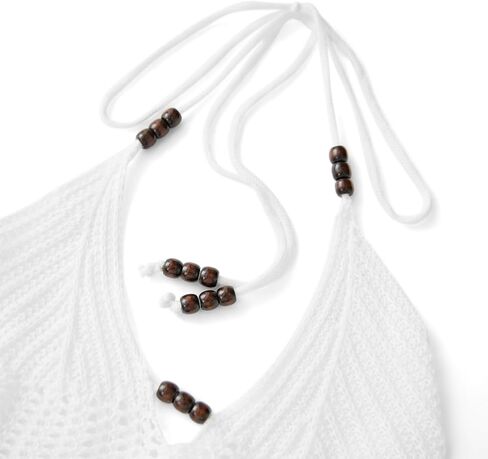 Women Y2k Sexy Halter Backless Tie-up Mini Dress Knit Crochet Cutout Cover up Beach Club Streetwear in Kuwait