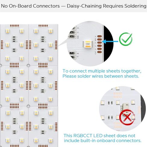 ورقة إضاءة LED بيضاء مرنة قابلة للقص مقاس 19 بوصة × 9.5 بوصة 60 وات 2.5 أمبير 24 فولت من 2600 كلفن إلى 6500 كلفن ورقة LED بيضاء قابلة للتعتيم، دعامة لاصقة قطعة واحدة (CCT 2700-6500K)، FLS-24V-RGBCCTX288 in Kuwait