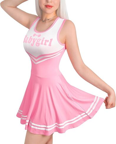 Littleforbig Women Somplessiss بشكل عام Babygirl Cheer Bodycon Mini Dress Skirt in Saudi Arabia