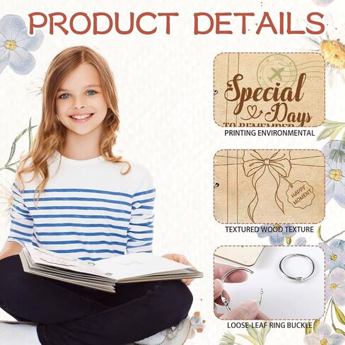لحظة سعيدة Superdant Moment Card Card Organizer Book Binder Card Keeper Book Book Cat Cats Holder Wooden Keeper Binder Photo Photo 2-Rings Cover تذكار عيد ميلاد هدايا الأطفال in Saudi Arabia