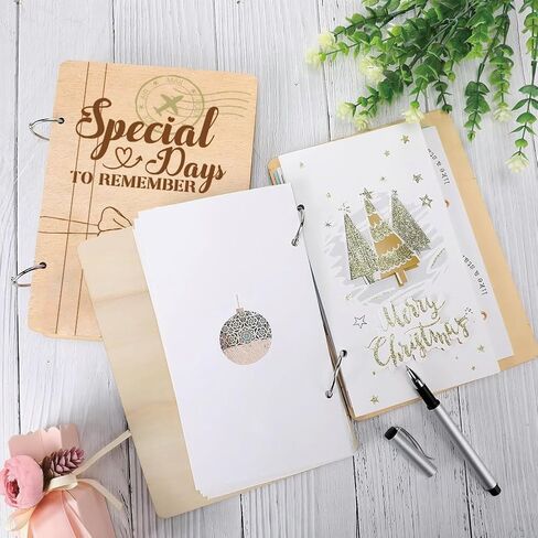 لحظة سعيدة Superdant Moment Card Card Organizer Book Binder Card Keeper Book Book Cat Cats Holder Wooden Keeper Binder Photo Photo 2-Rings Cover تذكار عيد ميلاد هدايا الأطفال in Saudi Arabia