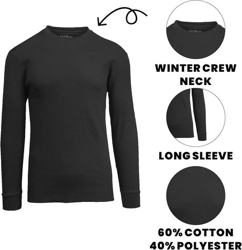 Men's Regular Fit Long Sleeve Crew Neck Waffle Knit Thermal Shirt Top (S-2XL) 6-Pack in Saudi Arabia
