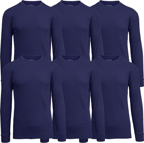 Men's Regular Fit Long Sleeve Crew Neck Waffle Knit Thermal Shirt Top (S-2XL) 6-Pack in Saudi Arabia