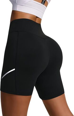 شورتات راكب الدراجة النارية للسيدات 5.5 بوصات عالية الخصر سبانديكس Rdflex الصيفي للياقة البدنية تجريب الصالة الرياضية تشغيل شورتات الكرة الطائرة مع جيوب in Kuwait