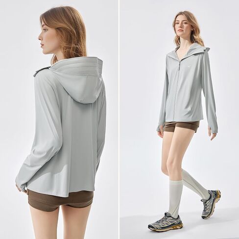 Women's Hooded Sunscreen Jacket, UPF 50+ UV Blocking, Lightweight Outdoor Sun Protection Coat in Saudi Arabia
