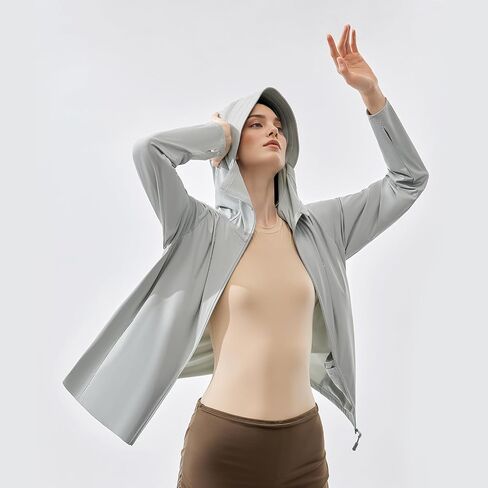 Women's Hooded Sunscreen Jacket, UPF 50+ UV Blocking, Lightweight Outdoor Sun Protection Coat in Saudi Arabia