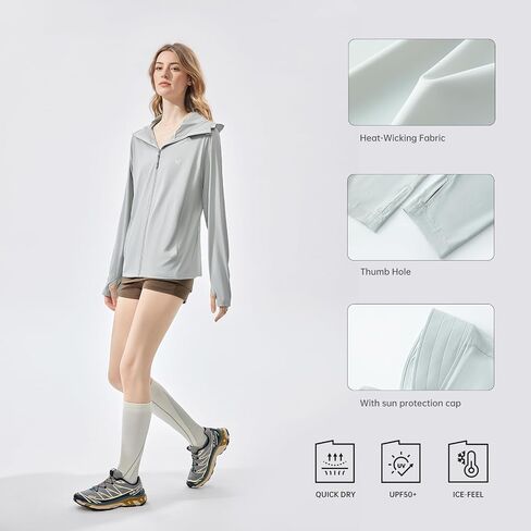 Women's Hooded Sunscreen Jacket, UPF 50+ UV Blocking, Lightweight Outdoor Sun Protection Coat in Saudi Arabia