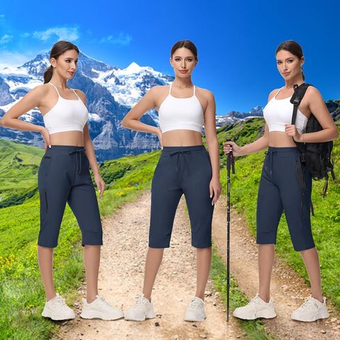 Women's Long Shorts 15" Below The Knee Capri Hiking Shorts Quick Dry Lightweight Outdoor Casual Crop Pants Cargo in Saudi Arabia