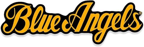 Black and Yellow: Blue Angels Yellow Cursive Letters Sticker (Fly Pilot Jet Decal Logo Word Writing Naval Decal for car Truck Laptop or Plane (3 x 9 inch) Navy Licensed in Saudi Arabia