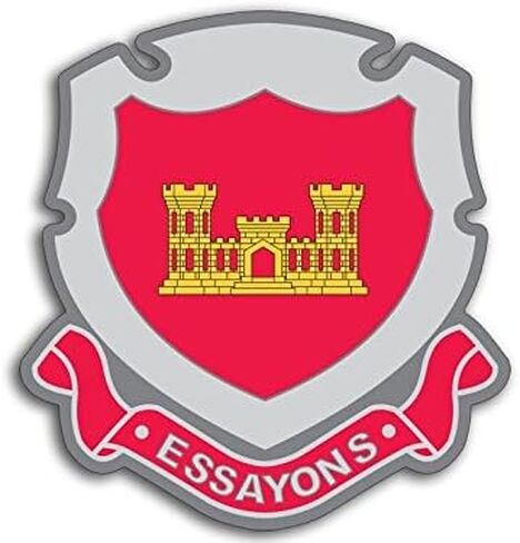 Army Corps of Engineers ESSAYONS Crest Shaped Sticker (Military Engineering Logo (3 inch) U.S. Army Licensed in Saudi Arabia