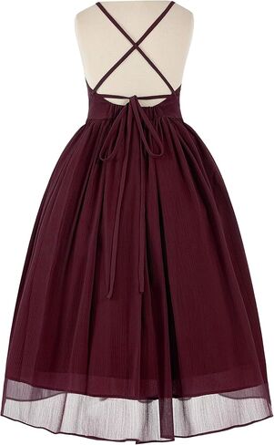 Criss-Cross Chiffon Flower Girl Girl Dresses Treaured Termanial Dontenial 191 in Kuwait
