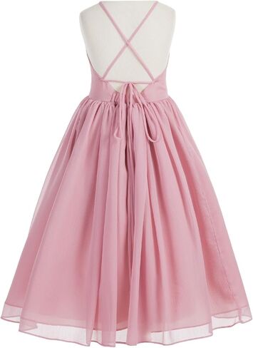 Criss-Cross Chiffon Flower Girl Girl Dresses Treaured Termanial Dontenial 191 in Kuwait