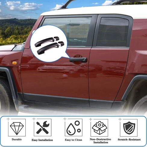 تناسب تويوتا FJ Cruiser 2007-2021 غطاء مقبض الباب الخارجي ، غطاء إطار مقبض الباب الخارجي ، زوج واحد (أسود غير لامع) in Kuwait
