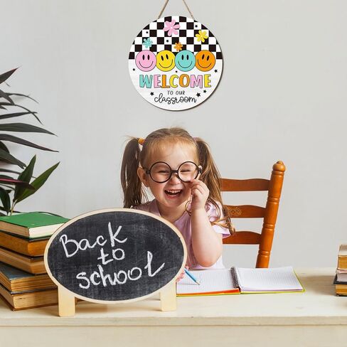 Boho Rainbow Classroom Welcome Door Sign Back to School Wooden Hanging Sign Groovy Welcome to Our Classroom Door Decor for Indoor Outdoor Porch Wall in Saudi Arabia