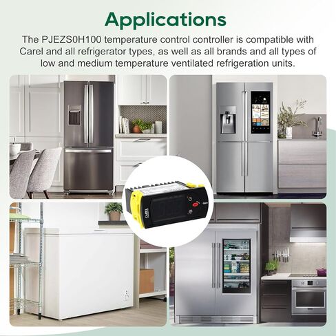 Carel Temperature Controller PJEZS0H100, Digital Thermostat with Temperature Sensor Probe, 115V, Compatible with Carel and All Refrigerator Types, Mounting Hardware and Instructions, Original OEM in Kuwait