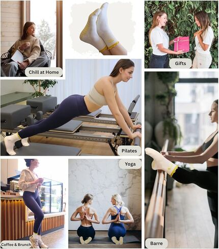 Pilates Socks with Grips for Women, Cute Grip Socks for Yoga, Barre, Reformer& Home workouts, Great Gift Idea in Kuwait