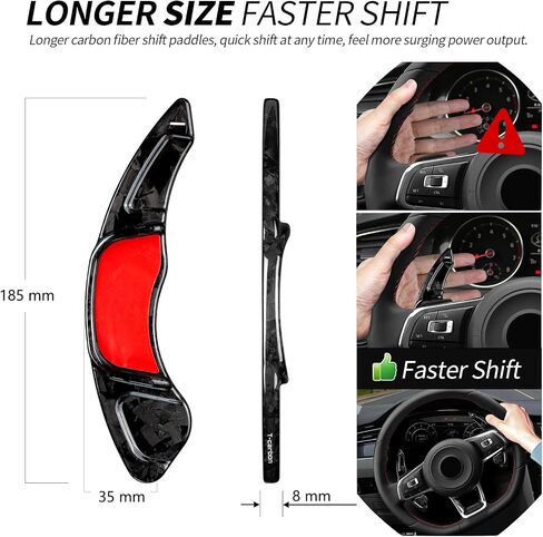 T-carbon Paddle Shifter Extensions Fits VW MK8 Golf 8 GTI CC 2022 2023 2025;Real Carbon Fiber Steering Wheel Shifter Paddles Cover Fits VW Teramont Phideow Alltrack GLI Arteon Atlas 2024 Accessories in Saudi Arabia