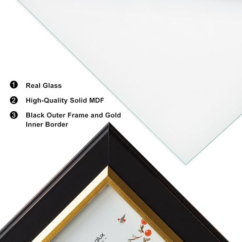 8x10 Picture Frame Photo Frame, Made of Solid MDF Wood with Real Glass, Display Pictures 5x7 with Mat or 8x10 without Mat, Vertical and Horizontal Formats for Wall Hanging or Tabletop Display in Saudi Arabia