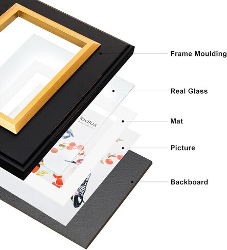 8x10 Picture Frame Photo Frame, Made of Solid MDF Wood with Real Glass, Display Pictures 5x7 with Mat or 8x10 without Mat, Vertical and Horizontal Formats for Wall Hanging or Tabletop Display in Saudi Arabia