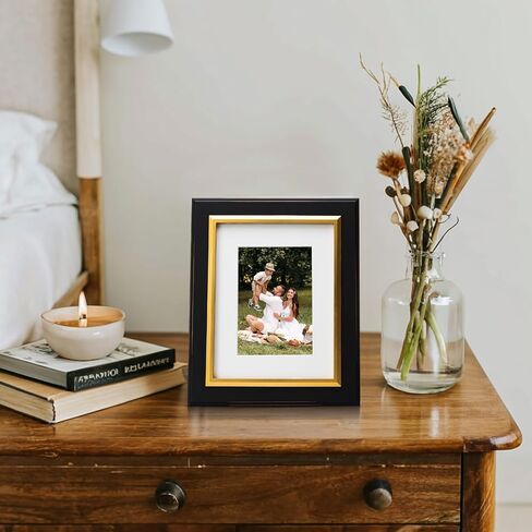 8x10 Picture Frame Photo Frame, Made of Solid MDF Wood with Real Glass, Display Pictures 5x7 with Mat or 8x10 without Mat, Vertical and Horizontal Formats for Wall Hanging or Tabletop Display in Saudi Arabia
