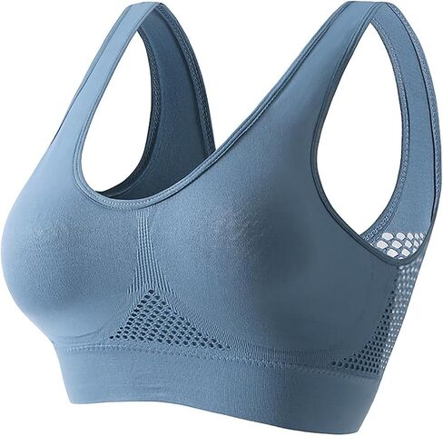 Generic Anti-Sagging Push Up Bra for Women, Sports Bra, Full Coverage, Wire Free, High Support, Blue, S-5XL in Saudi Arabia
