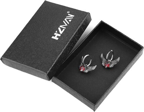 HZMAN Wings Earring for Women Stainless Steel Gothic Retro Angel Wing Dangle Earring Lightweight Huggie Hinged Hoop Earrings Jewelry Gift in Saudi Arabia
