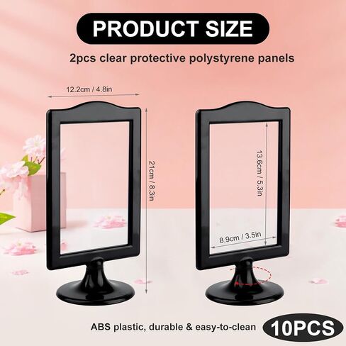 10Pcs Double Sided Standing Picture Frame 4x6 Pedestal Photo Frame with Inserts and Base White Picture Frame Bulk Plastic Vertical Photo Frames for Table Numbers Menu Display Wedding in Saudi Arabia