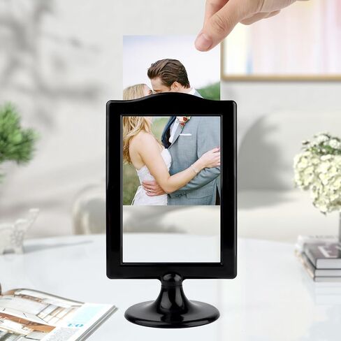 10Pcs Double Sided Standing Picture Frame 4x6 Pedestal Photo Frame with Inserts and Base White Picture Frame Bulk Plastic Vertical Photo Frames for Table Numbers Menu Display Wedding in Saudi Arabia