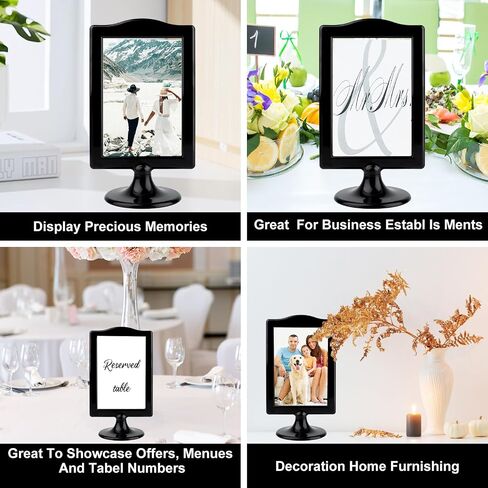 10Pcs Double Sided Standing Picture Frame 4x6 Pedestal Photo Frame with Inserts and Base White Picture Frame Bulk Plastic Vertical Photo Frames for Table Numbers Menu Display Wedding in Saudi Arabia
