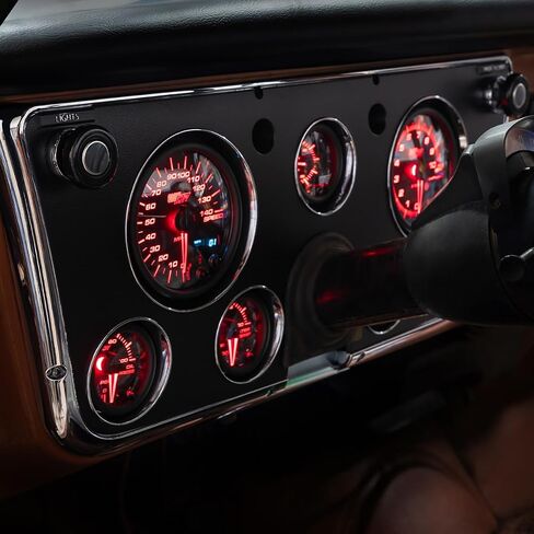 GlowShift 7-Gauge Cluster Package Compatible with Chevy C10 1967-1972 - Black 7 Color Speedometer, Tach, Oil Pressure, Water Temp, Fuel Level, Clock & Volt Gauges - Direct Fit Dashboard Panel Pod in Saudi Arabia