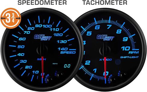GlowShift 7-Gauge Cluster Package Compatible with Chevy C10 1967-1972 - Black 7 Color Speedometer, Tach, Oil Pressure, Water Temp, Fuel Level, Clock & Volt Gauges - Direct Fit Dashboard Panel Pod in Saudi Arabia