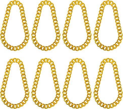8 Pcs Costume Chain, Big Chunky Plastic Hip Hop Chain for Men Women Fake Plastic Gold Necklace Accessories for 80s 90s Punk Style Halloween Costume Dress Up Party Props(32 Inches) in Saudi Arabia
