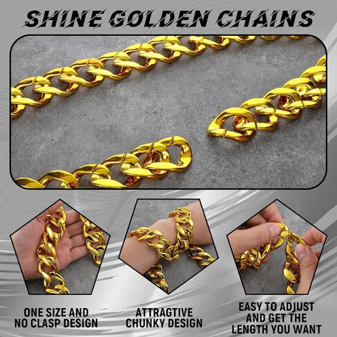 8 Pcs Costume Chain, Big Chunky Plastic Hip Hop Chain for Men Women Fake Plastic Gold Necklace Accessories for 80s 90s Punk Style Halloween Costume Dress Up Party Props(32 Inches) in Saudi Arabia