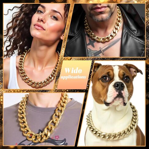 8 Pcs Costume Chain, Big Chunky Plastic Hip Hop Chain for Men Women Fake Plastic Gold Necklace Accessories for 80s 90s Punk Style Halloween Costume Dress Up Party Props(32 Inches) in Saudi Arabia