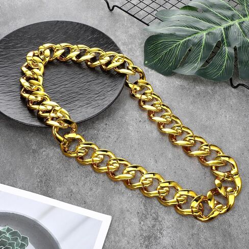 8 Pcs Costume Chain, Big Chunky Plastic Hip Hop Chain for Men Women Fake Plastic Gold Necklace Accessories for 80s 90s Punk Style Halloween Costume Dress Up Party Props(32 Inches) in Saudi Arabia