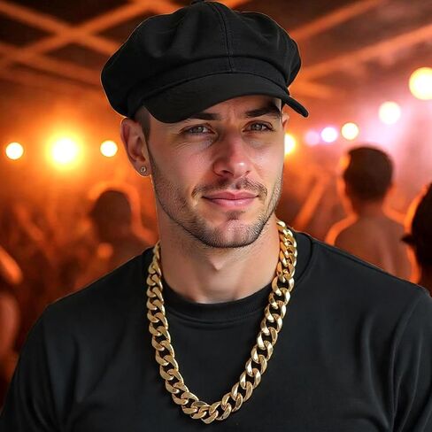 8 Pcs Costume Chain, Big Chunky Plastic Hip Hop Chain for Men Women Fake Plastic Gold Necklace Accessories for 80s 90s Punk Style Halloween Costume Dress Up Party Props(32 Inches) in Saudi Arabia
