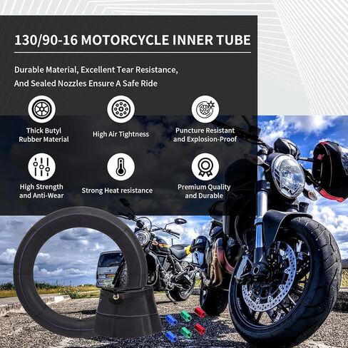 130/90-16 Motorcycle Inner Tube 5.00/5.10-16 Compatible with 150/80-16, 140/80-16, 140/90-16 Heavy Duty Balance Inner Tube TR4 Straight Valve Stem, for Street and Off-Road Applications, 2PCS in Kuwait
